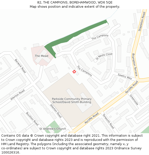 82, THE CAMPIONS, BOREHAMWOOD, WD6 5QE: Location map and indicative extent of plot
