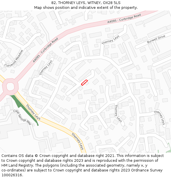 82, THORNEY LEYS, WITNEY, OX28 5LS: Location map and indicative extent of plot