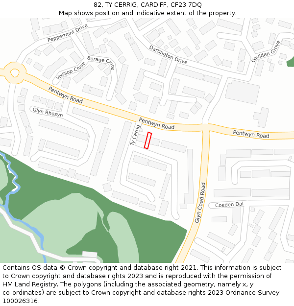 82, TY CERRIG, CARDIFF, CF23 7DQ: Location map and indicative extent of plot
