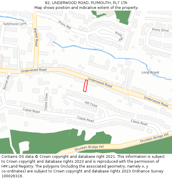 82, UNDERWOOD ROAD, PLYMOUTH, PL7 1TA: Location map and indicative extent of plot