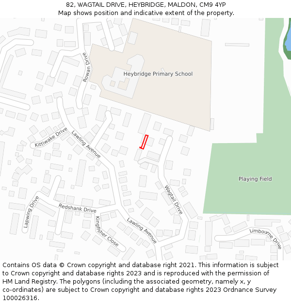 82, WAGTAIL DRIVE, HEYBRIDGE, MALDON, CM9 4YP: Location map and indicative extent of plot