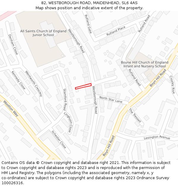 82, WESTBOROUGH ROAD, MAIDENHEAD, SL6 4AS: Location map and indicative extent of plot
