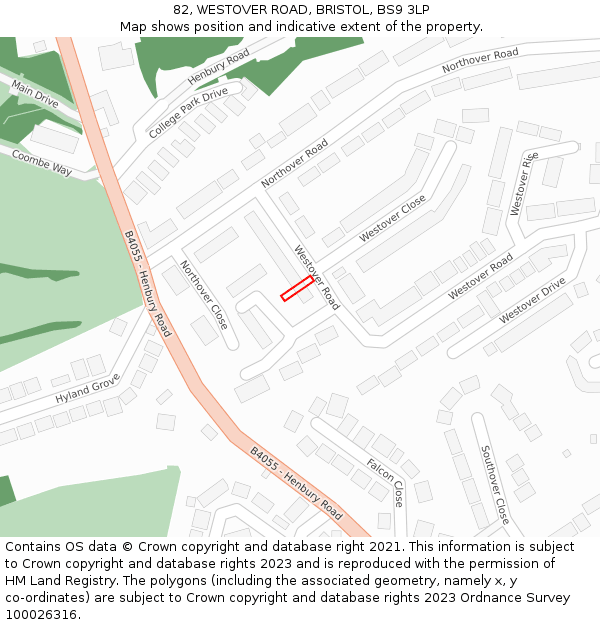 82, WESTOVER ROAD, BRISTOL, BS9 3LP: Location map and indicative extent of plot