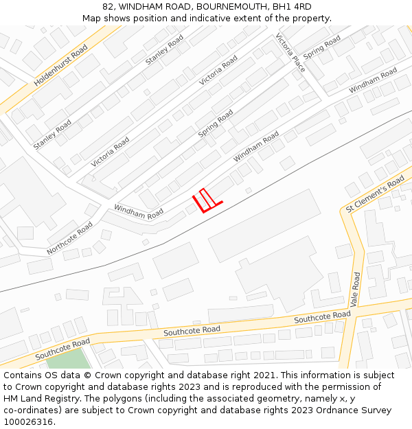 82, WINDHAM ROAD, BOURNEMOUTH, BH1 4RD: Location map and indicative extent of plot