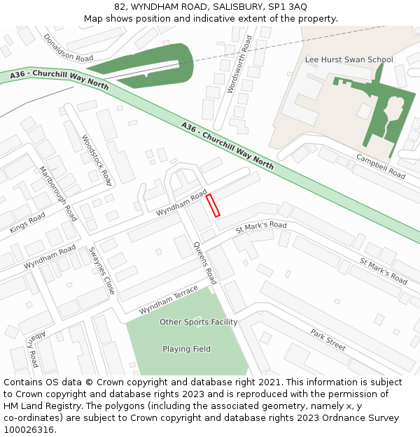 82, WYNDHAM ROAD, SALISBURY, SP1 3AQ: Location map and indicative extent of plot