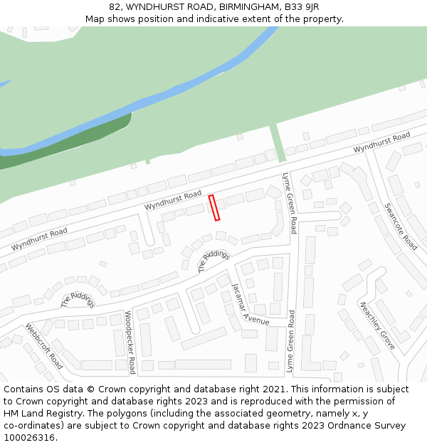 82, WYNDHURST ROAD, BIRMINGHAM, B33 9JR: Location map and indicative extent of plot