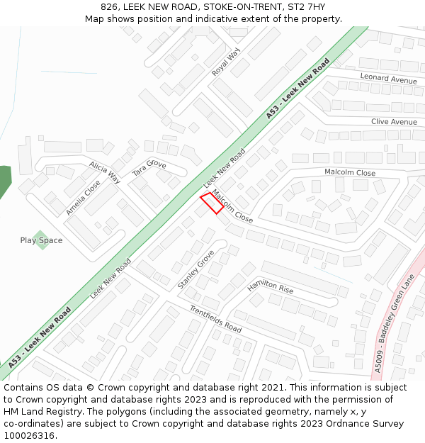 826, LEEK NEW ROAD, STOKE-ON-TRENT, ST2 7HY: Location map and indicative extent of plot