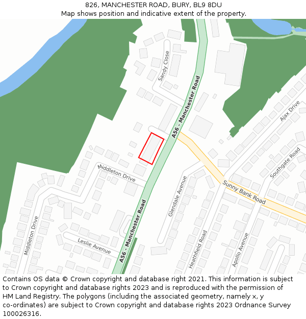 826, MANCHESTER ROAD, BURY, BL9 8DU: Location map and indicative extent of plot