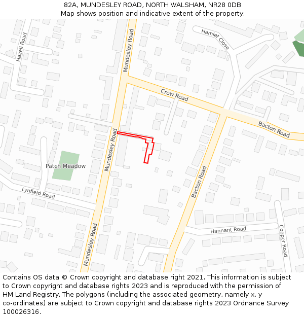82A, MUNDESLEY ROAD, NORTH WALSHAM, NR28 0DB: Location map and indicative extent of plot
