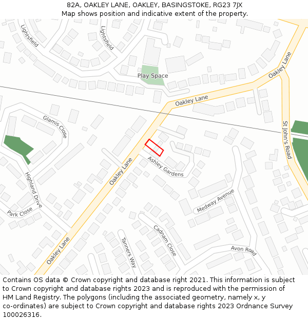 82A, OAKLEY LANE, OAKLEY, BASINGSTOKE, RG23 7JX: Location map and indicative extent of plot