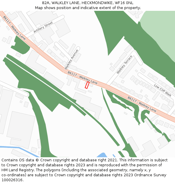 82A, WALKLEY LANE, HECKMONDWIKE, WF16 0NL: Location map and indicative extent of plot