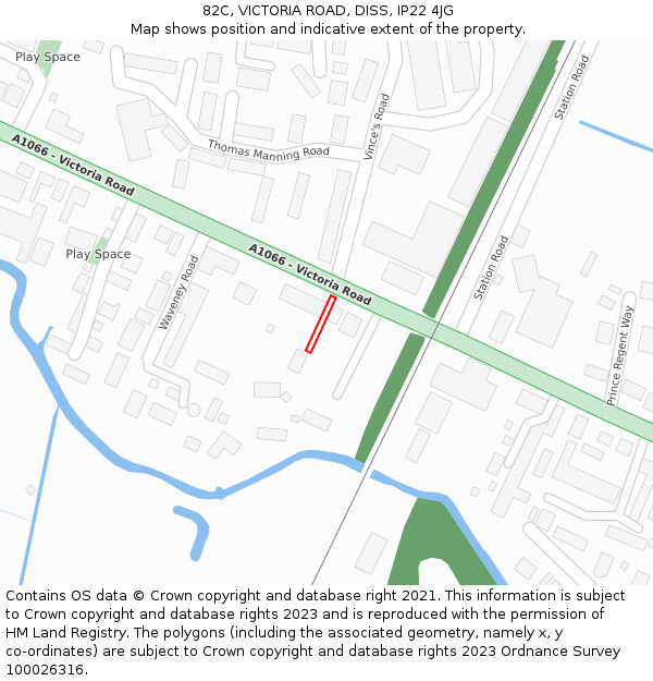 82C, VICTORIA ROAD, DISS, IP22 4JG: Location map and indicative extent of plot