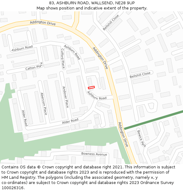 83, ASHBURN ROAD, WALLSEND, NE28 9UP: Location map and indicative extent of plot