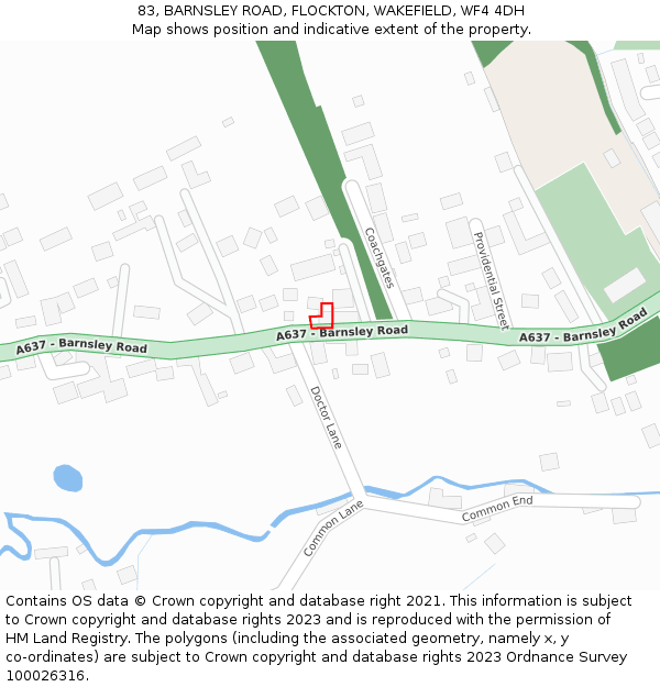 83, BARNSLEY ROAD, FLOCKTON, WAKEFIELD, WF4 4DH: Location map and indicative extent of plot