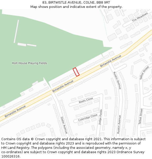 83, BIRTWISTLE AVENUE, COLNE, BB8 9RT: Location map and indicative extent of plot