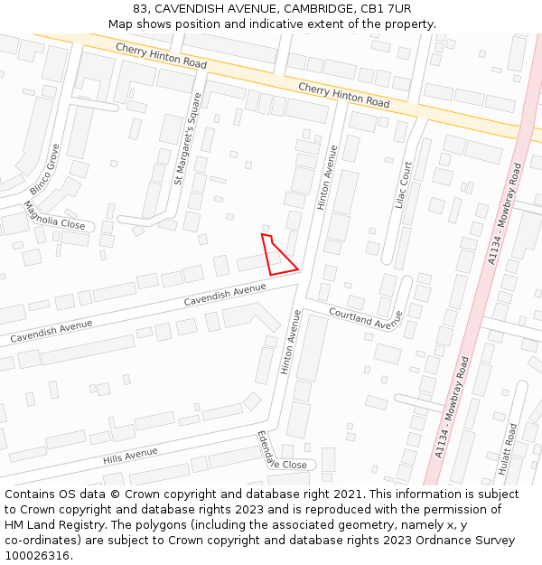 83, CAVENDISH AVENUE, CAMBRIDGE, CB1 7UR: Location map and indicative extent of plot