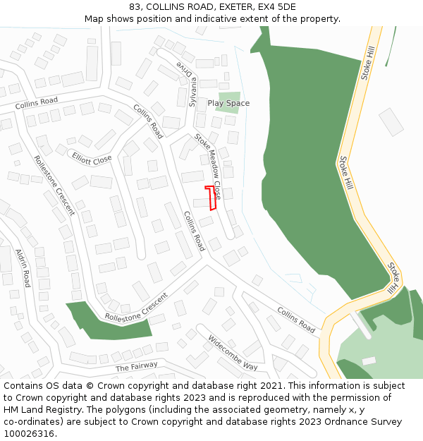 83, COLLINS ROAD, EXETER, EX4 5DE: Location map and indicative extent of plot