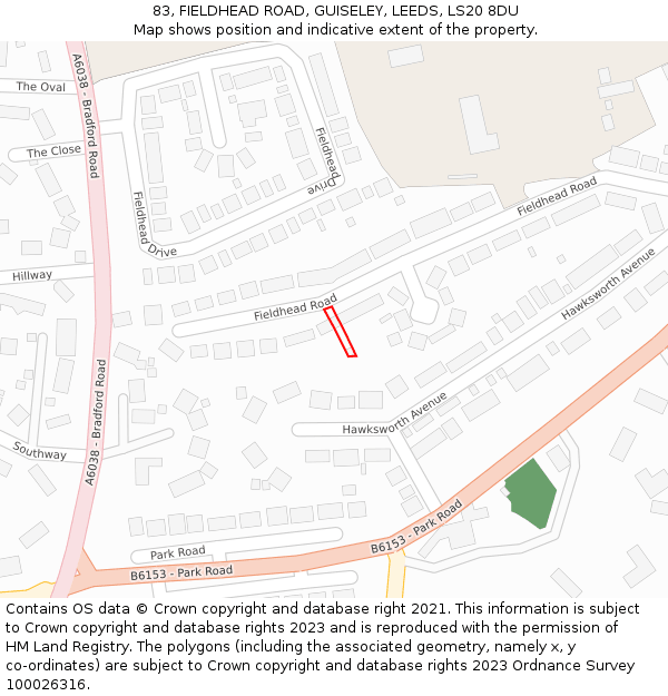 83, FIELDHEAD ROAD, GUISELEY, LEEDS, LS20 8DU: Location map and indicative extent of plot