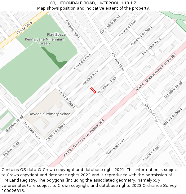 83, HERONDALE ROAD, LIVERPOOL, L18 1JZ: Location map and indicative extent of plot