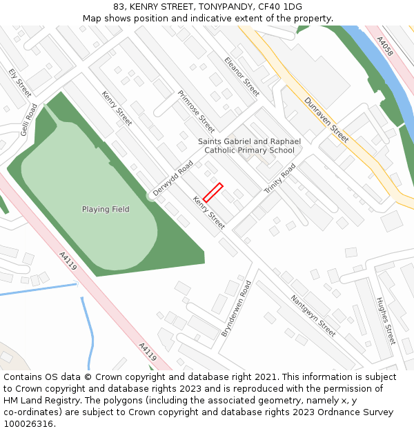 83, KENRY STREET, TONYPANDY, CF40 1DG: Location map and indicative extent of plot