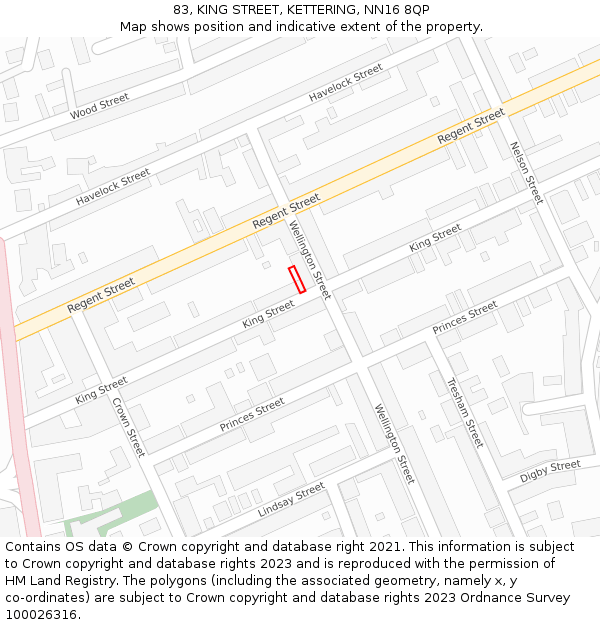 83, KING STREET, KETTERING, NN16 8QP: Location map and indicative extent of plot