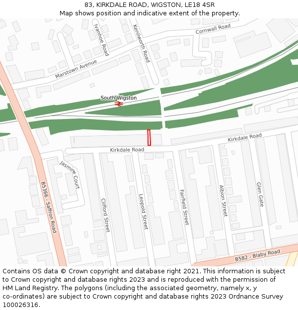 83, KIRKDALE ROAD, WIGSTON, LE18 4SR: Location map and indicative extent of plot