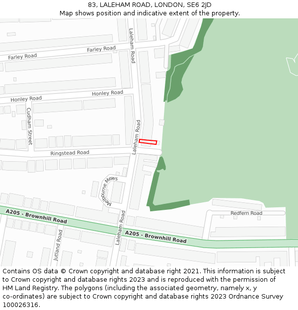 83, LALEHAM ROAD, LONDON, SE6 2JD: Location map and indicative extent of plot