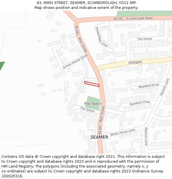 83, MAIN STREET, SEAMER, SCARBOROUGH, YO12 4RF: Location map and indicative extent of plot