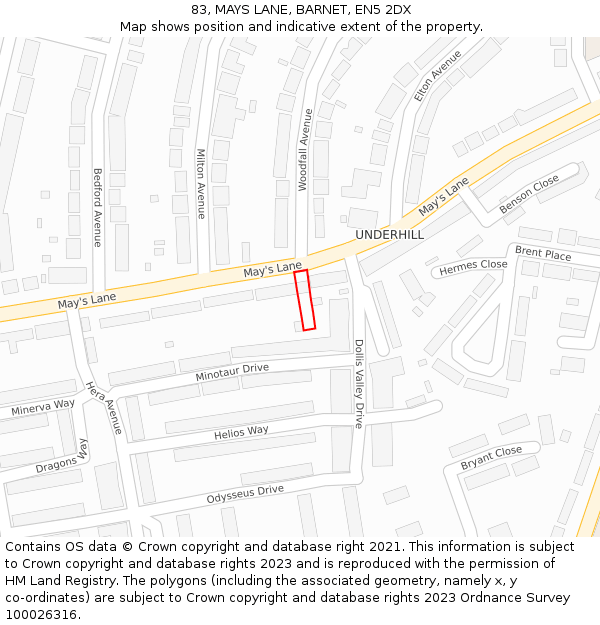 83, MAYS LANE, BARNET, EN5 2DX: Location map and indicative extent of plot
