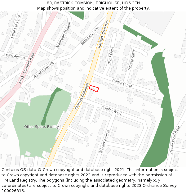 83, RASTRICK COMMON, BRIGHOUSE, HD6 3EN: Location map and indicative extent of plot