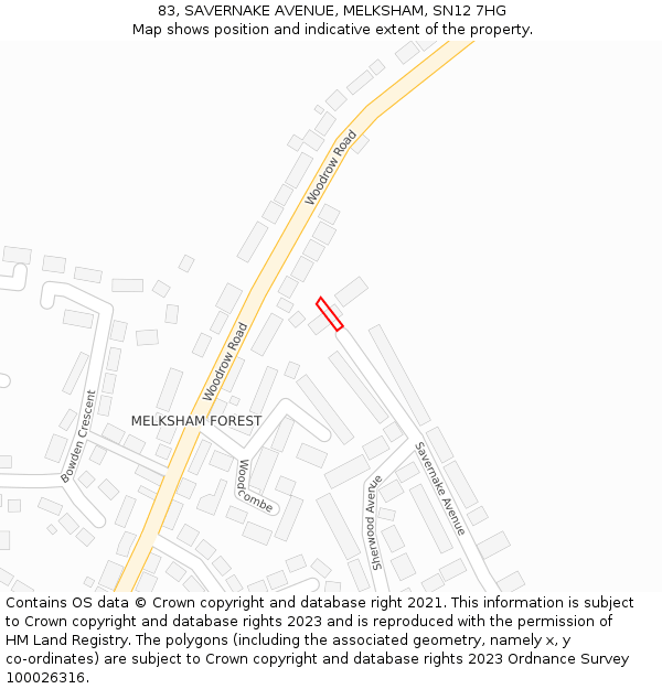 83, SAVERNAKE AVENUE, MELKSHAM, SN12 7HG: Location map and indicative extent of plot