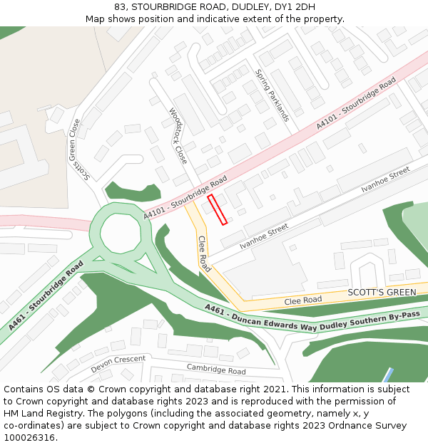 83, STOURBRIDGE ROAD, DUDLEY, DY1 2DH: Location map and indicative extent of plot