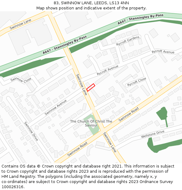 83, SWINNOW LANE, LEEDS, LS13 4NN: Location map and indicative extent of plot