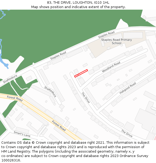 83, THE DRIVE, LOUGHTON, IG10 1HL: Location map and indicative extent of plot
