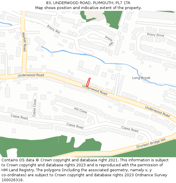 83, UNDERWOOD ROAD, PLYMOUTH, PL7 1TA: Location map and indicative extent of plot