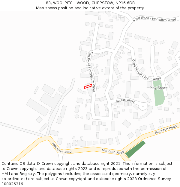 83, WOOLPITCH WOOD, CHEPSTOW, NP16 6DR: Location map and indicative extent of plot