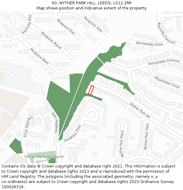 83, WYTHER PARK HILL, LEEDS, LS12 2RR: Location map and indicative extent of plot