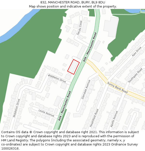 832, MANCHESTER ROAD, BURY, BL9 8DU: Location map and indicative extent of plot