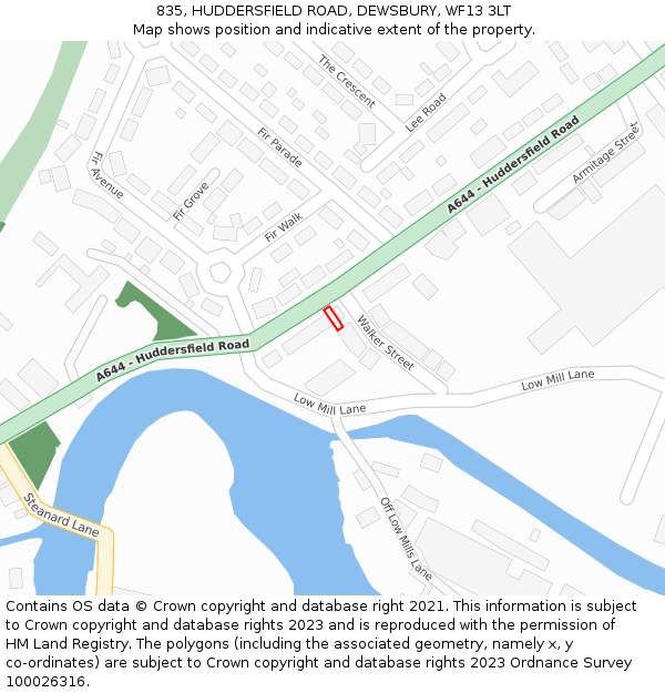 835, HUDDERSFIELD ROAD, DEWSBURY, WF13 3LT: Location map and indicative extent of plot