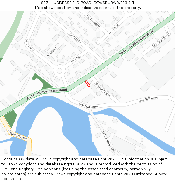 837, HUDDERSFIELD ROAD, DEWSBURY, WF13 3LT: Location map and indicative extent of plot