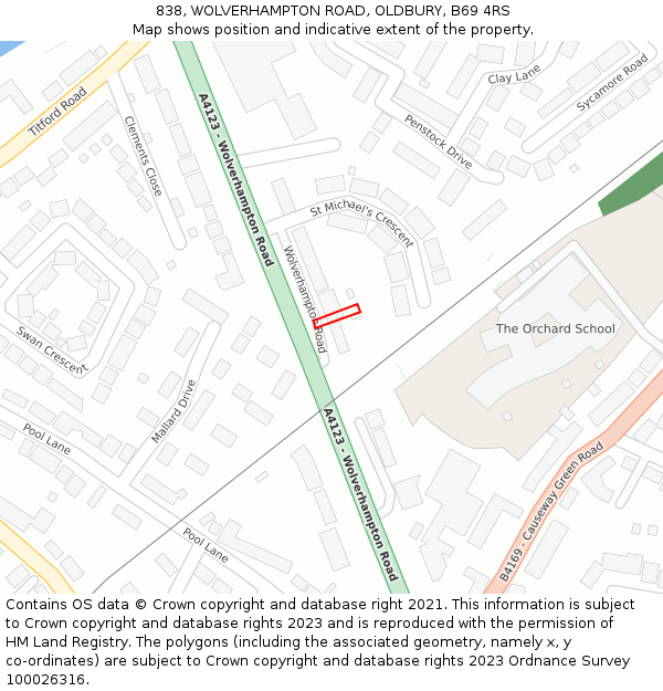 838, WOLVERHAMPTON ROAD, OLDBURY, B69 4RS: Location map and indicative extent of plot
