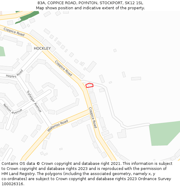 83A, COPPICE ROAD, POYNTON, STOCKPORT, SK12 1SL: Location map and indicative extent of plot