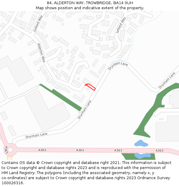 84, ALDERTON WAY, TROWBRIDGE, BA14 0UH: Location map and indicative extent of plot