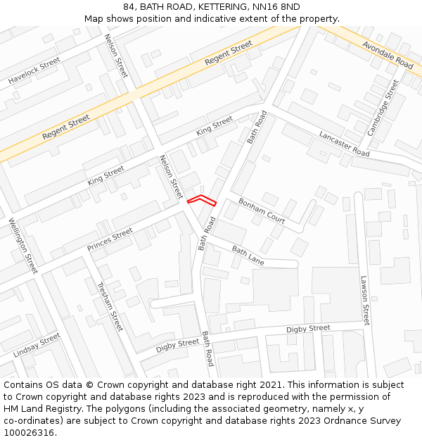 84, BATH ROAD, KETTERING, NN16 8ND: Location map and indicative extent of plot