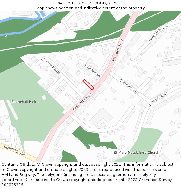 84, BATH ROAD, STROUD, GL5 3LE: Location map and indicative extent of plot