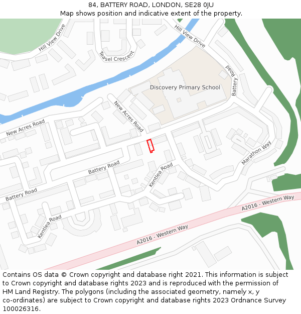 84, BATTERY ROAD, LONDON, SE28 0JU: Location map and indicative extent of plot