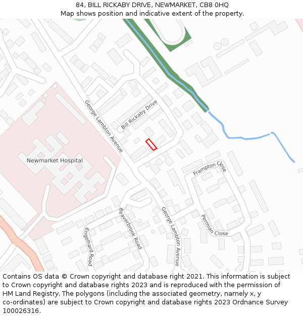 84, BILL RICKABY DRIVE, NEWMARKET, CB8 0HQ: Location map and indicative extent of plot