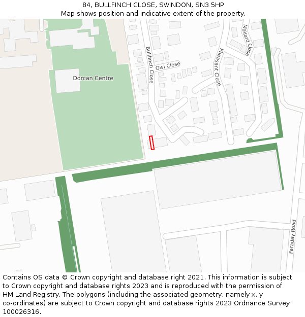 84, BULLFINCH CLOSE, SWINDON, SN3 5HP: Location map and indicative extent of plot