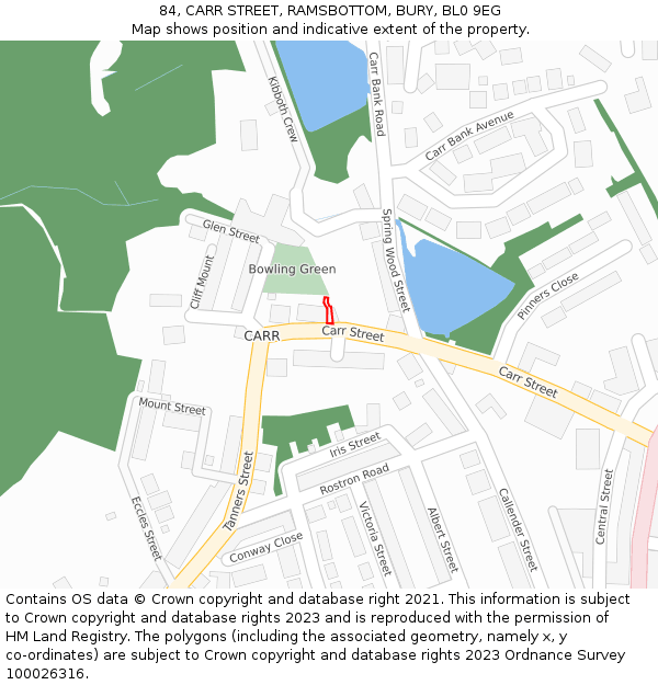 84, CARR STREET, RAMSBOTTOM, BURY, BL0 9EG: Location map and indicative extent of plot