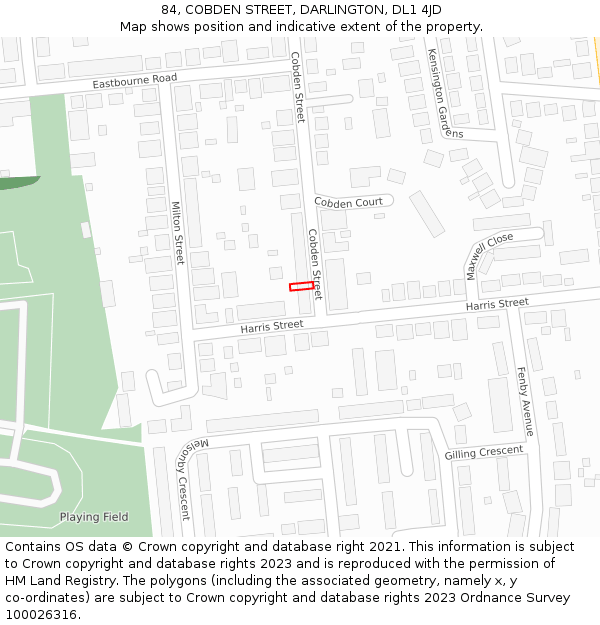 84, COBDEN STREET, DARLINGTON, DL1 4JD: Location map and indicative extent of plot
